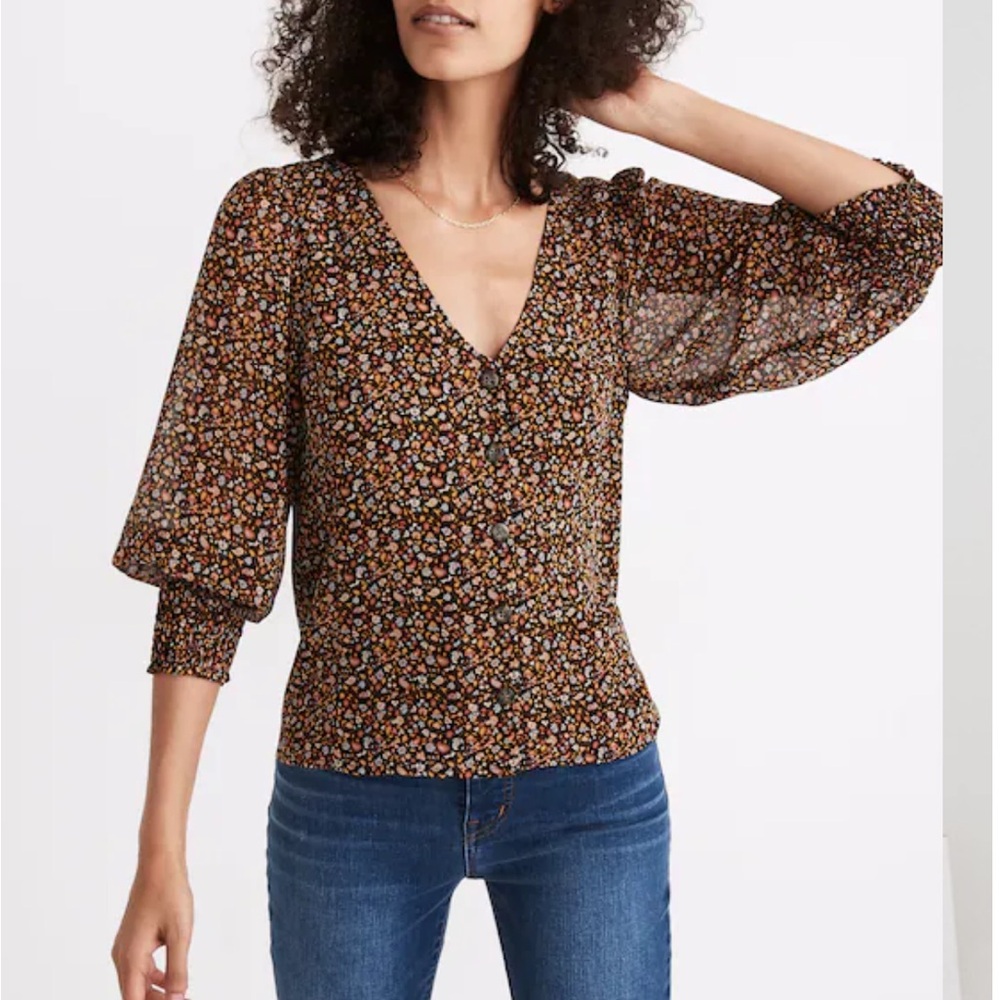 Floral V-Neck Women's Top